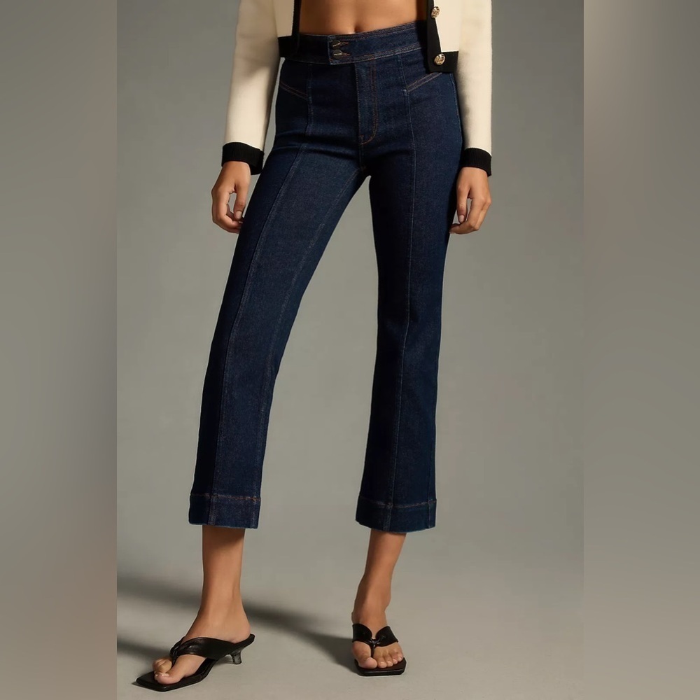 NWT Size 25 - Pilcro The Nyhavn Mid-Rise Cropped Flare Leg Jeans DENIM DARK